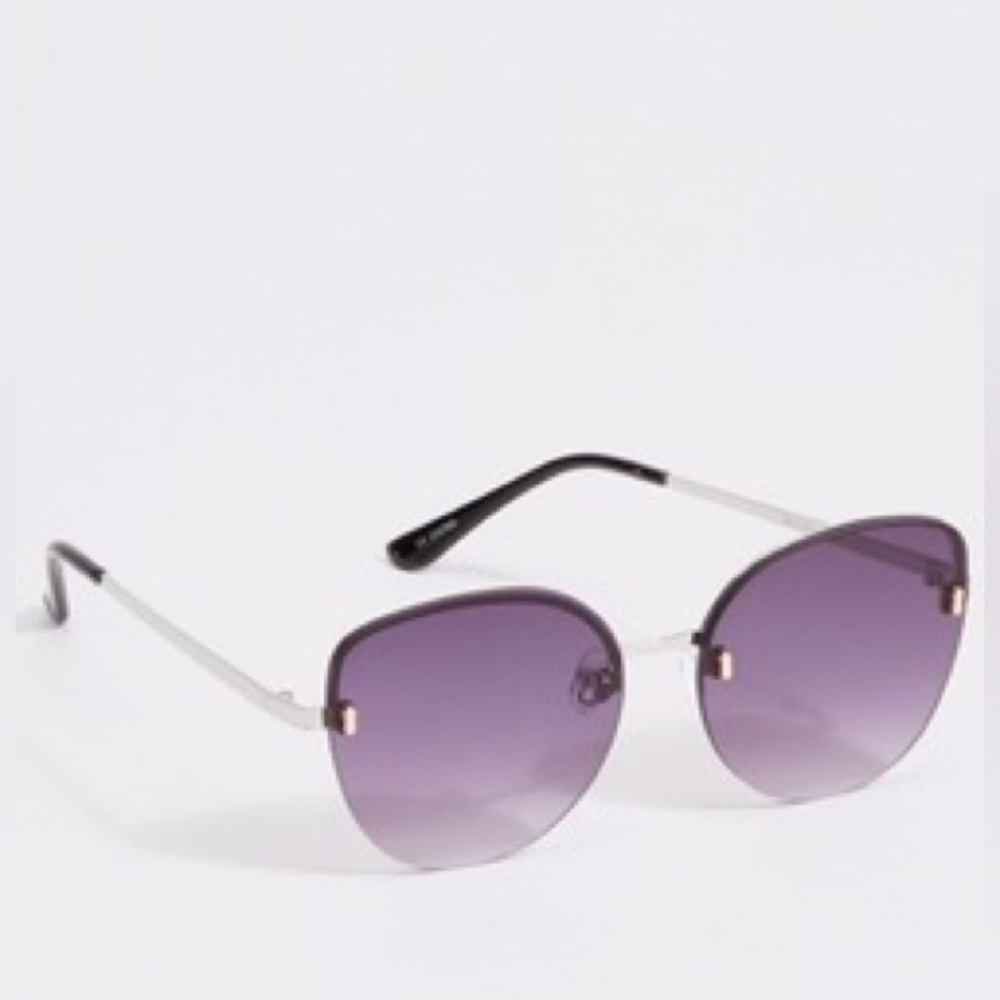 Silver Rimless Smokey Lens Sunglasses